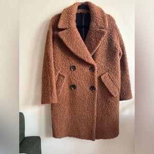 TOPSHOP Women's Double-Breasted Teddy Coat